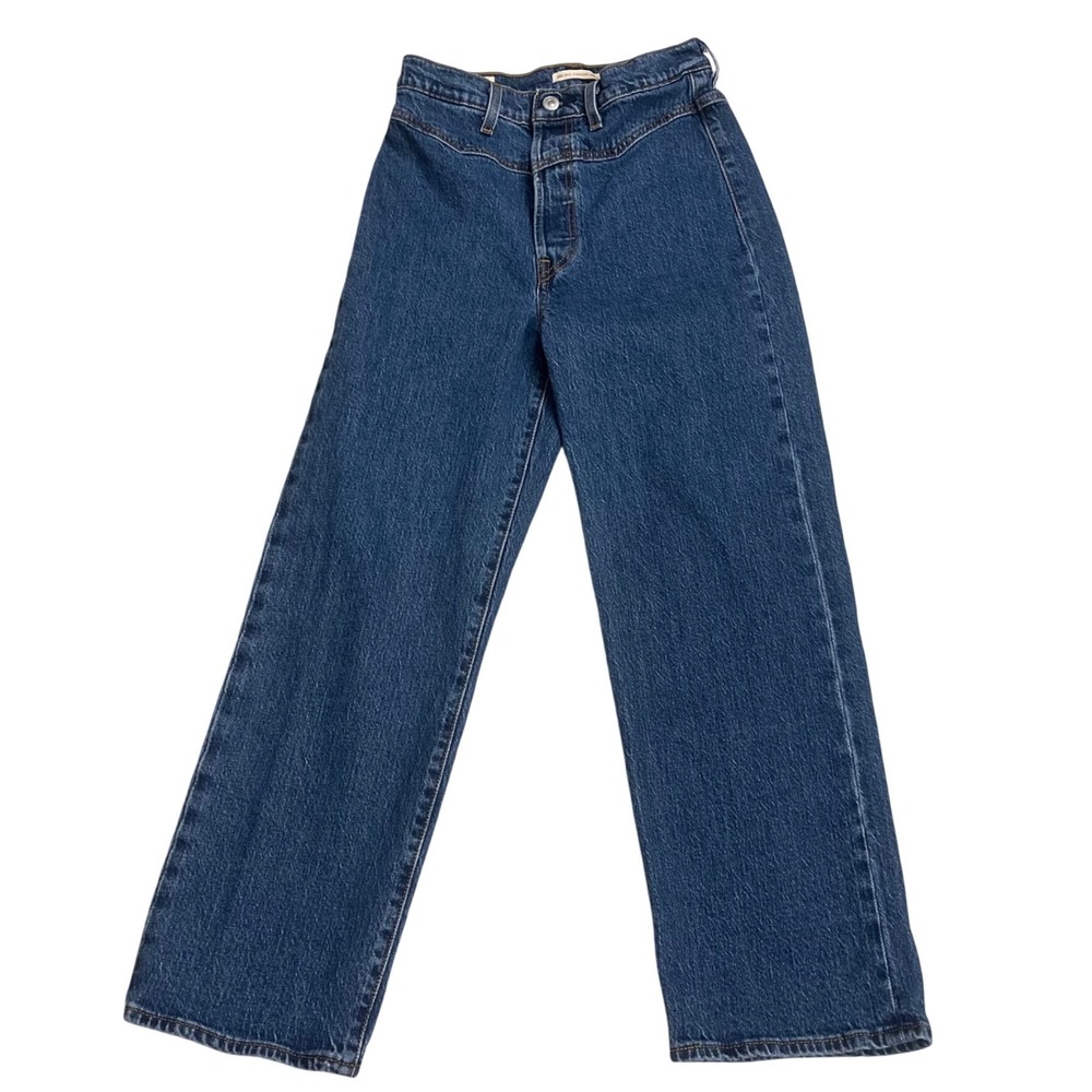 Levis Premium Ribcage Straight Ankle Jeans Blue High Rise Button Fly Size 27